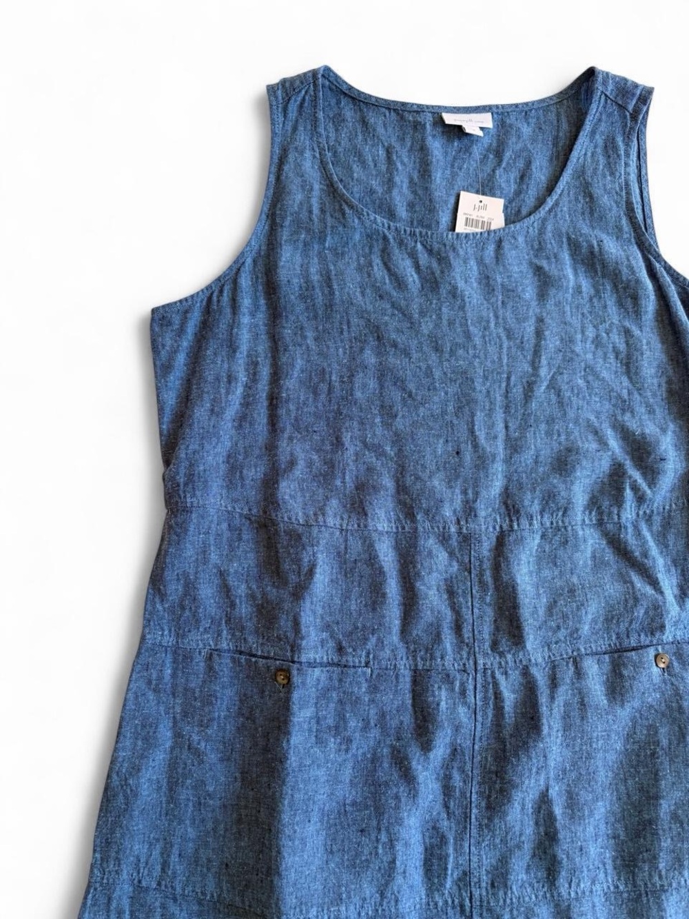 NWT J. Jill Pure Jill Blue Linen Dress Sz Medium